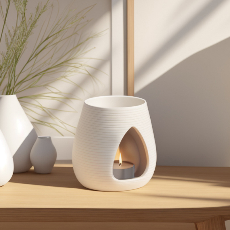 Home Decoration White Aromatherapy Aroma Candle Wax Warmer Tealight Candle Holder Ceramic Essential Oil Burner 
