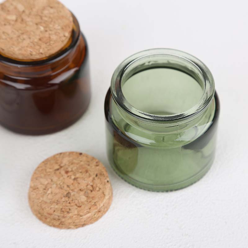 DIY Heat Resistant Amber Green Clear 4Oz 100Ml Candle Vessel Container Empty Glass Candle Jar With Cork Lid 