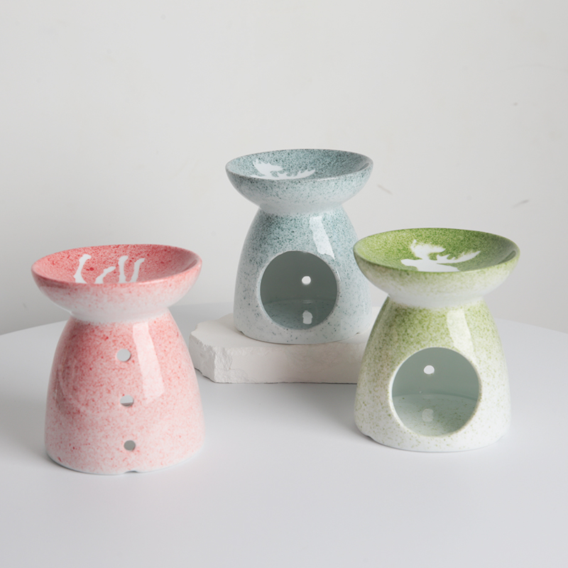 Colored Drawing Ceramic Tealight Candle Holder Burner Essential Oil Candle Wax Warmer Aromatherapy Aroma Ceramic Oil Diffuser 