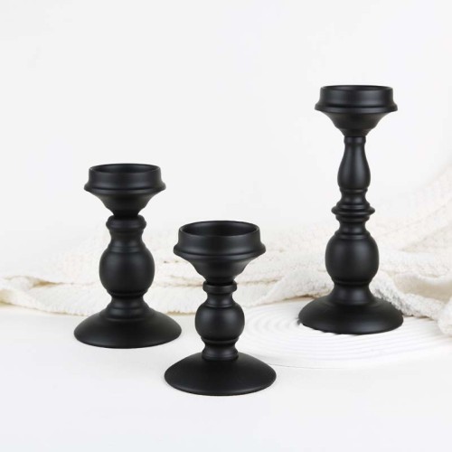 Nordic European Romantic Black Iron Candlestick Candelabrum Table Decoration Home Wedding Gift Candle Stand for Pillar Candle