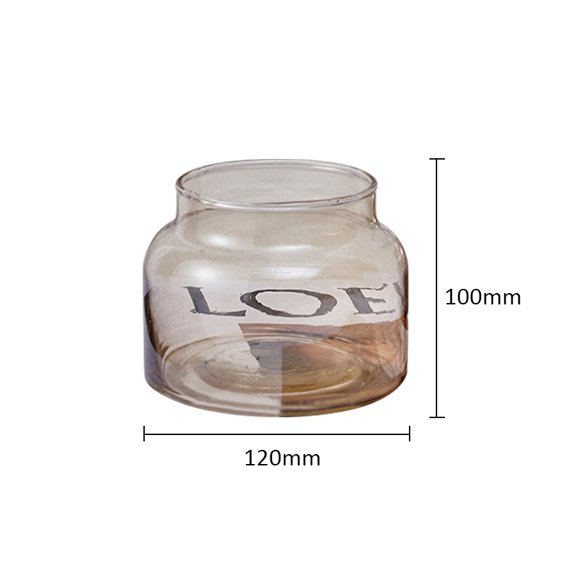 Hot Selling Ion Plating Amber Color Decoration Empty Scented Candle Jar Can Glass Votive Tealight Candle Holder 
