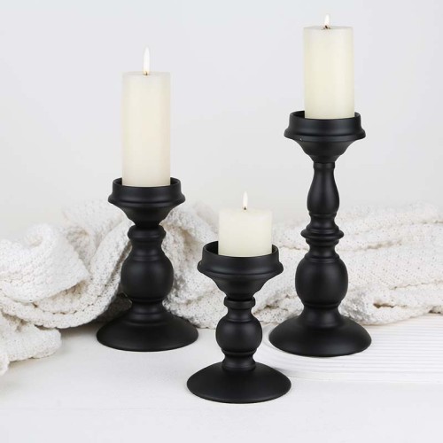 Nordic European Romantic Black Iron Candlestick Candelabrum Table Decoration Home Wedding Gift Candle Stand for Pillar Candle