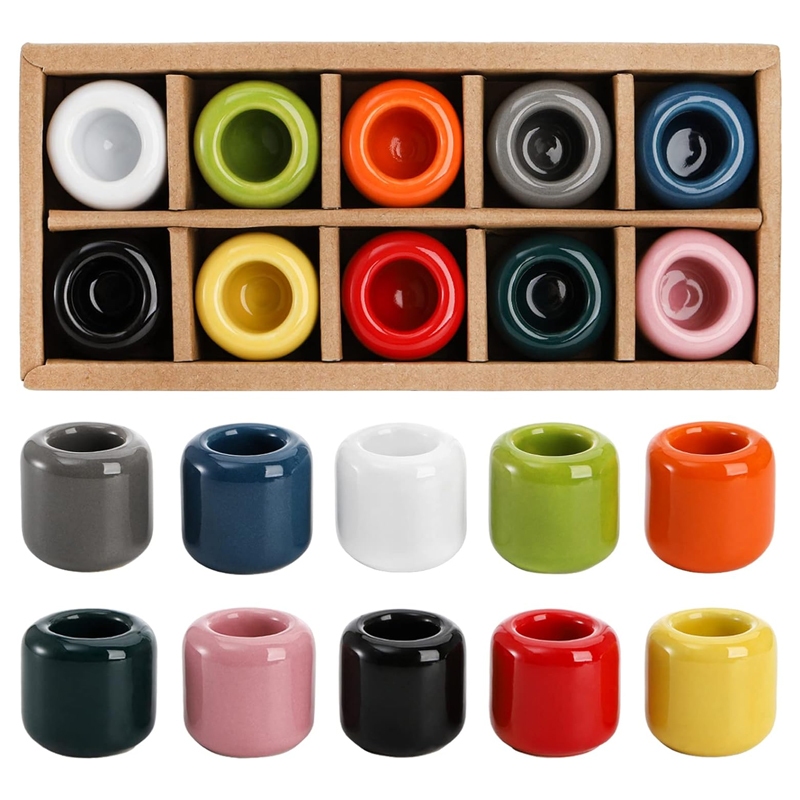 10Pcs Home Decoration Mini Colorful Ritual Ceramic Chime Candle Holder Set for Spell Casting Altar Vigil 