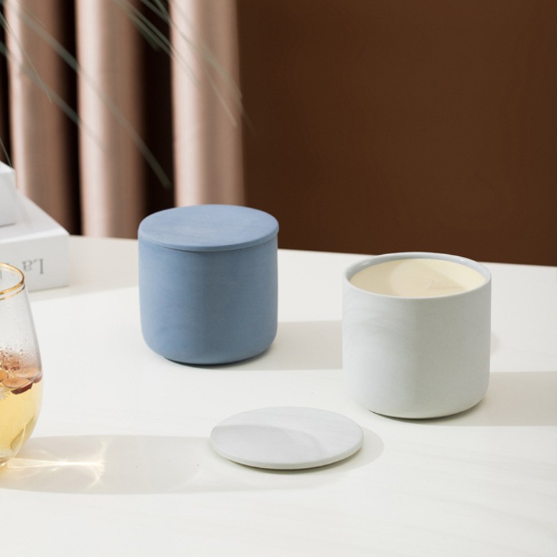 Creative Home Decoration Luxury Matte 14oz Empty Nordic Ceramic Candle Jar Candle Container 