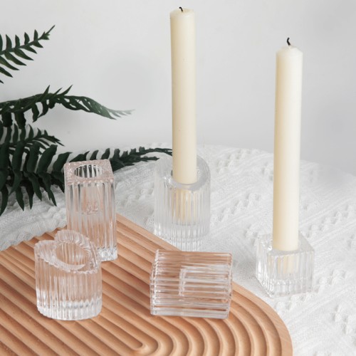 Nordic Luxury Decor Small Clear Glass Crystal Taper Candle Holders Candlestick for Table Centerpiece Wedding Valentines Day