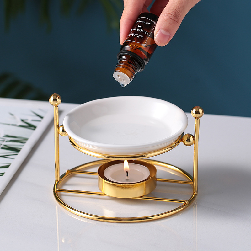 Metal Ceramic Essential Oil Burner Wax Melt Warmer Vintage Scented Fragrance Aroma Aromatic Tea Light Oil Burners 