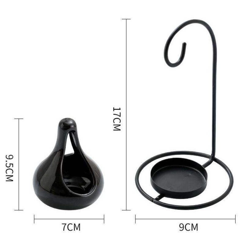 Black Creative Halloween Hanging Shape Tea Light Candle Holders Tear Drop Oil Warmer Essential Oil Wax Melt Burner 