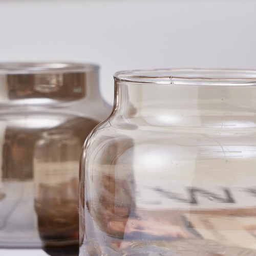 Hot Selling Ion Plating Amber Color Decoration Empty Scented Candle Jar Can Glass Votive Tealight Candle Holder