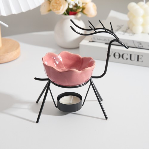 Deer-Shaped Home Decoration Metal Tealight Candle Holders Essential Oil Incense Aroma Burner Tea Light Holder