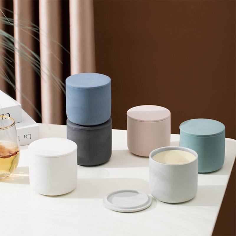 Creative Home Decoration Luxury Matte 14oz Empty Nordic Ceramic Candle Jar Candle Container 