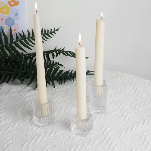 Nordic Luxury Decor Small Clear Glass Crystal Taper Candle Holders Candlestick for Table Centerpiece Wedding Valentines Day