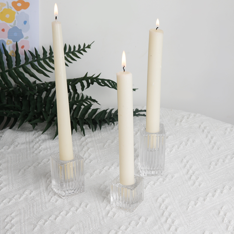 Nordic Luxury Decor Small Clear Glass Crystal Taper Candle Holders Candlestick for Table Centerpiece Wedding Valentines Day 