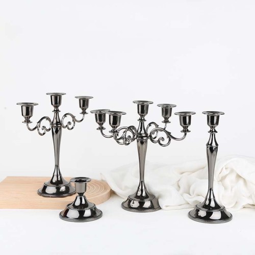 1/3/5 Arm Silver Aeneous Gold Black Tabletop Stand Candelabra Gold Candle Holder Metal Candlestick Holders