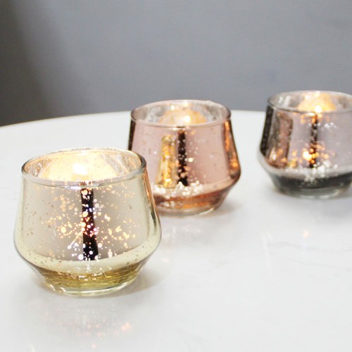 Electroplate Mercury  logo Wedding Candle Holders Table Decorations Luxury Glass Candle Jars