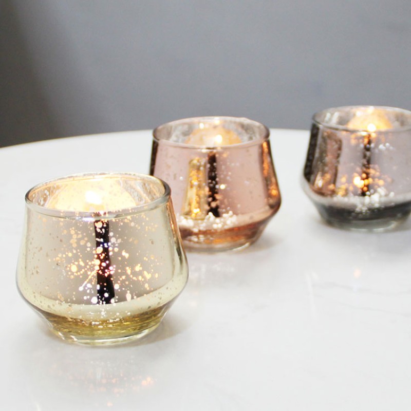 Electroplate Mercury  logo Wedding Candle Holders Table Decorations Luxury Glass Candle Jars 