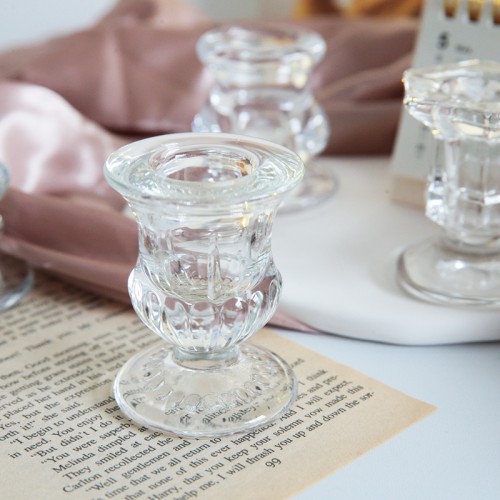 Romantic Candlestick Holders Clear Glass Candlestick Holders Taper Candle Stick Holders Set for Home Decor Wedding Party