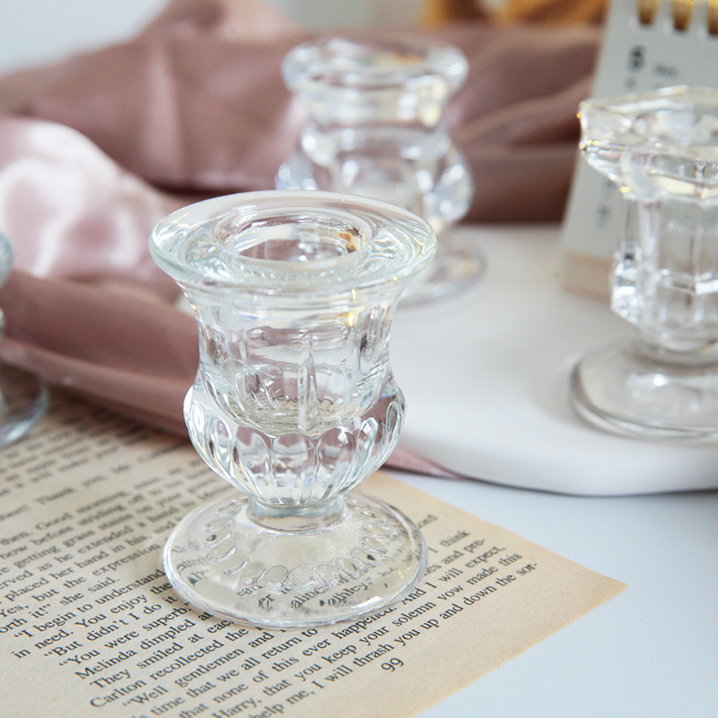 Romantic Candlestick Holders Clear Glass Candlestick Holders Taper Candle Stick Holders Set for Home Decor Wedding Party 