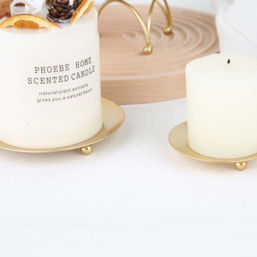 Mini Round Glod Black Iron Brass Aromatherapy Candle Holder Candlestick Plate Tray Metal Candle Stand