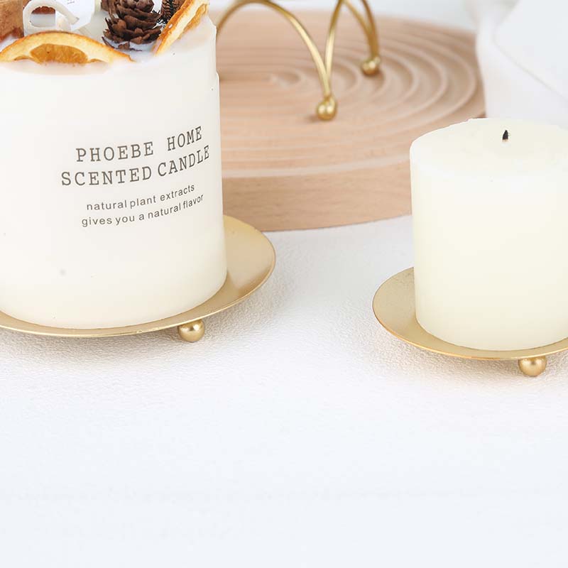 Mini Round Glod Black Iron Brass Aromatherapy Candle Holder Candlestick Plate Tray Metal Candle Stand 