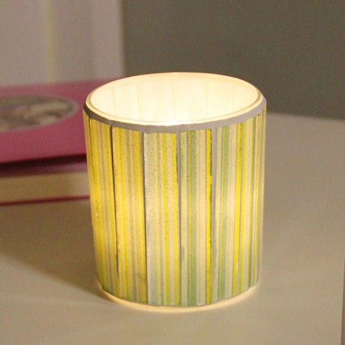 European Style  Vertical Stripe Colored Red Green Glass Candle Jar Container