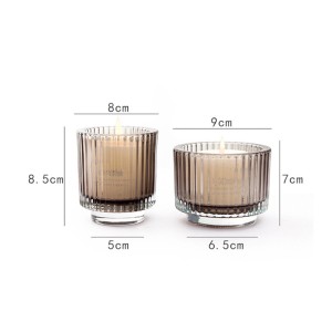 Nordic Style Fashion Vertical Stripe Scented Candle Cup  Modern Glass Candle Holders 