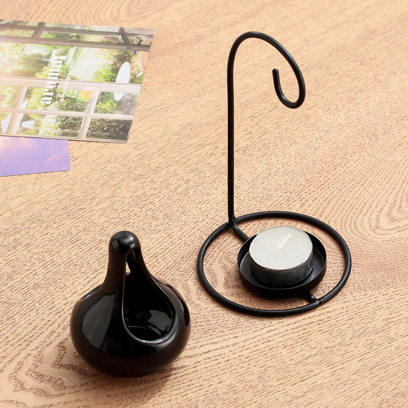 Black Creative Halloween Hanging Shape Tea Light Candle Holders Tear Drop Oil Warmer Essential Oil Wax Melt Burner 