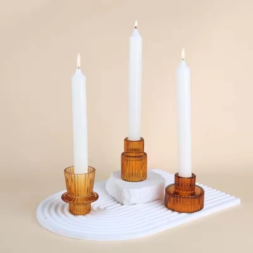 Modern Crystal Clear Taper Glass Candlestick Holders Tealight Candle Holders for Table Centerpieces Wedding Decor Dinner Party