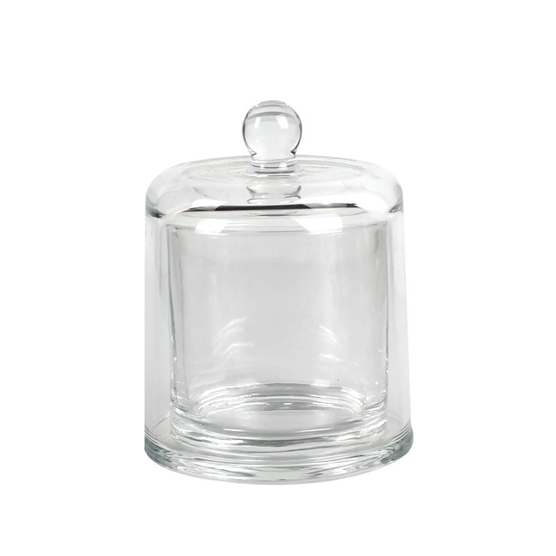 Luxury Empty Clear Glass Transparent Bell Shape Desktop Candle Holder Scented Candle Jar With Cover for Decoration Diy Candle 