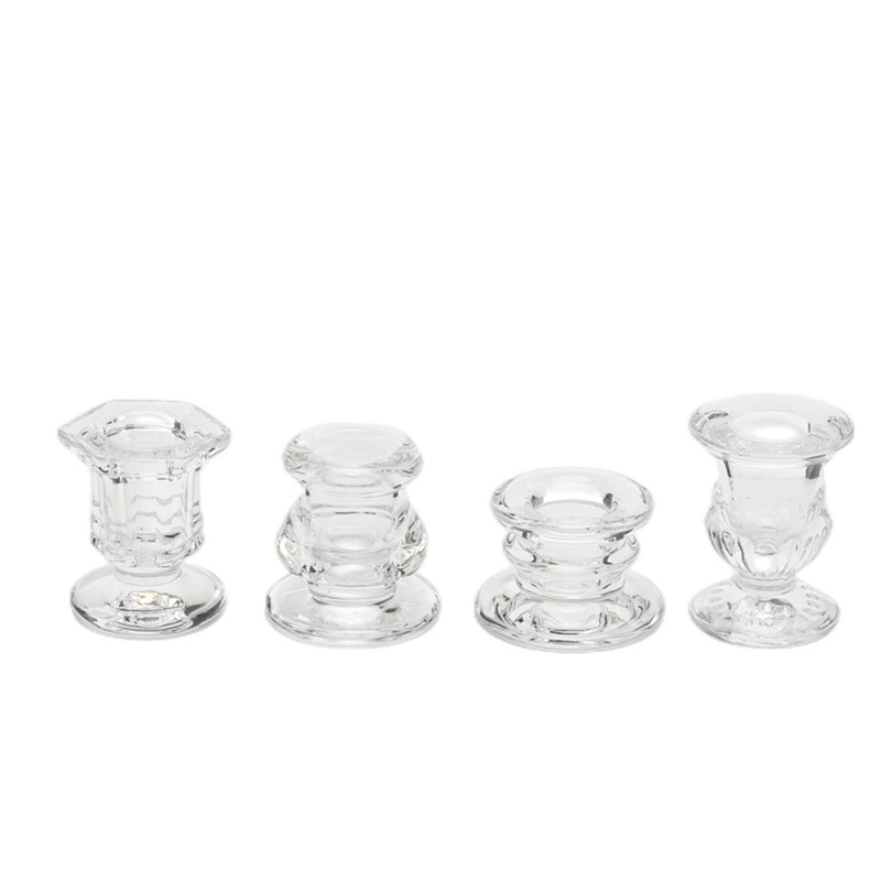 Romantic Candlestick Holders Clear Glass Candlestick Holders Taper Candle Stick Holders Set for Home Decor Wedding Party 