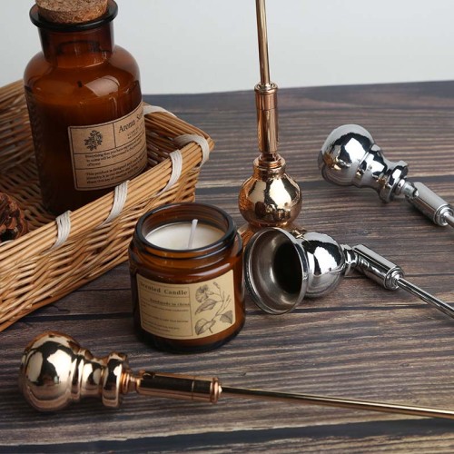Creative Gold & Silver Bell Gourd Shaped Candle Snuffer Metal Wick with Long Handle Elegant Candle Accessories Tool