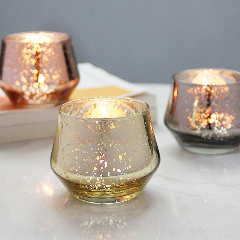 Electroplate Mercury  logo Wedding Candle Holders Table Decorations Luxury Glass Candle Jars 